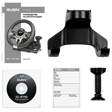 Wheel  SVEN GC-W700, 10", 180 degree, Pedals, Tiptronic, 2-axis, 12 buttons, Vibration feedback, USB