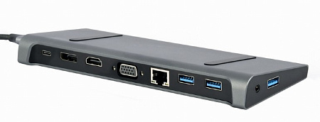 Docking Station Gembird A-CM-COMBO9-02, 3xUSB3.1, USB-C, HDMI, DP, VGA, LAN, 3.5mm, PD 87W, Metal ho
