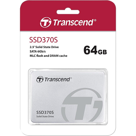 2.5" SATA SSD     64GB Transcend "SSD370S" [R/W:520/100MB/s, 50K/25K IOPS, 180TBW, 2M MTBF, 2D-MLC]