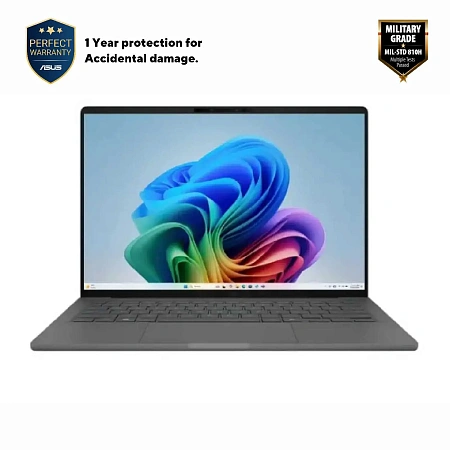 Ноутбук 14" ASUS Zenbook A14 OLED UX3407QA, Iceland Gray, Qualcomm Snapdragon X X1-26-100, 16Гб/512Гб, Windows 11 Home, acer,asus,lenovo,hp,dell,планшеты,чехол для планшета, подставка для ноутбука, зарядка для ноутбука