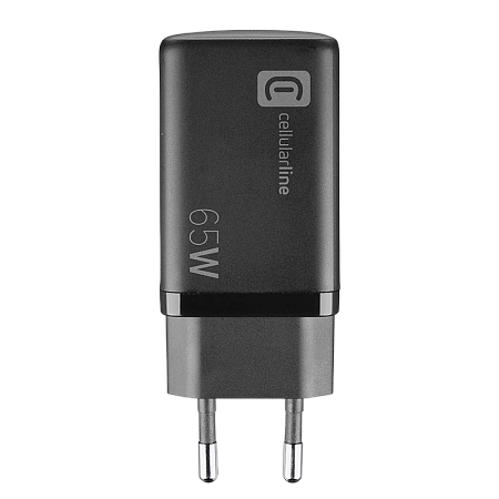 Wall Charger GAN Cellularline, 3 Ports, 2 PD + USB, 65W, Black