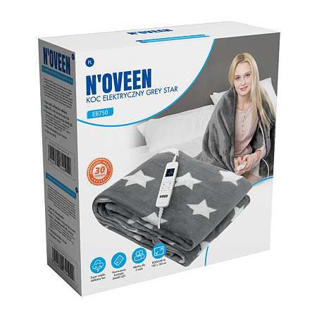 NOVEEN Electric Heated Blanket EB750 Grey Star 180x160 cm