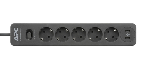 APC PME5U2B-RS Essential SurgeArrest 5 Outlet 2 USB Ports Black 230V Russia