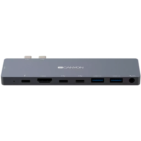 Docking Station Canyon DS-8 for MacBook, 8-in-1, 3xUSB-C, 2xUSB3.0, 2xHDMI, 3.5mm, PD 87W, Aluminum