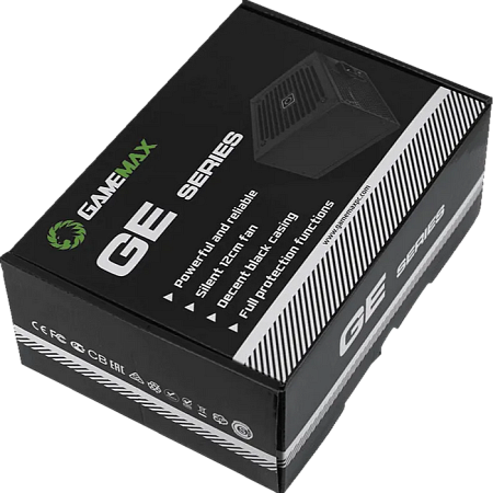 Power Supply ATX 600W GAMEMAX GE-600, 80+, 120mm, Active PFC, Temperature control fan, Black