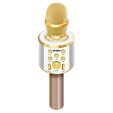 Karaoke Microphone  SVEN "MK-950", White/Gold, Bluetooth, 6w, microSD, 1200mAh