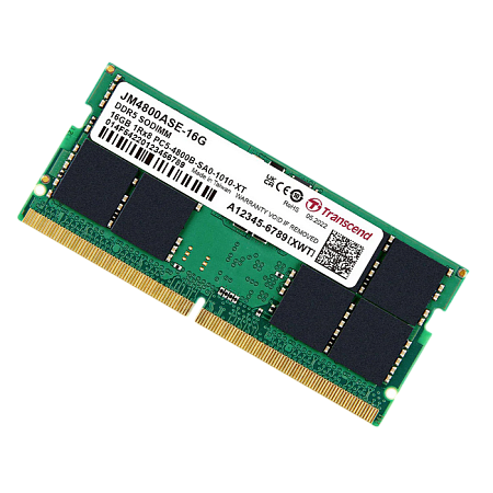 16GB DDR5-4800MHz SODIMM Transcend JetRam, PC5-38400U, 1Rx8, CL40, 1.1V 16GB DDR5-4800MHz SODIMM Transcend JetRam, PC5-38400U, 1Rx8, CL40, 1.1V