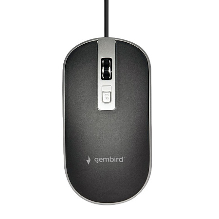 Mouse Gembird MUS-4B-06-BS, 800-1200 dpi, 4 buttons, Ambidextrous, 1.35m, Black/Silver, USB