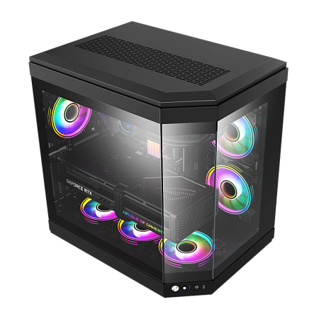 Case ATX GAMEMAX HYPE , w/o PSU, 0.8mm, 3x120mm ARGB fans, ARGB Hub, TG, Fish tank design, Dust Filt