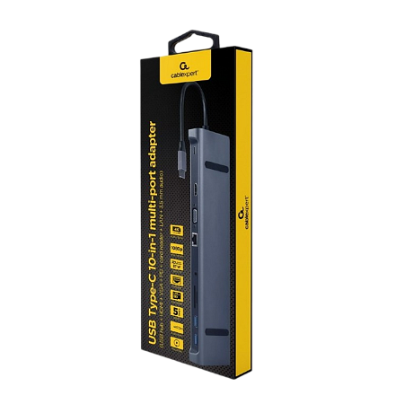 Docking Station Gembird A-CM-COMBO10-01, 3xUSB3.1, 2xUSB-C, LAN, HDMI, VGA, SD, MicroSD, 3.5mm, PD 8
