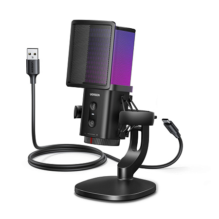 UGREEN Gaming Microphone, Mic for PC 24bit/96kHz, with Quick Mute, Pop Filter, Shock Mount, Volume Knob, Black UGREEN Gaming Microphone, Mic for PC 24bit/96kHz, with Quick Mute, Pop Filter, Shock Mount, Volume Knob, Black
