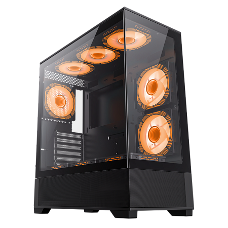 Case ATX GAMEMAX VISTA AB, w/o PSU, 0.6mm, 6x120mm ARGB, ARGB Hub, RC, Front&Side Tempered Glass, 1x
