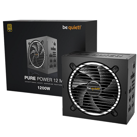 Power Supply ATX 1200W be quiet! PURE POWER 12 M, 80+ Gold, 120mm, Active PFC, SR+LLC+DC/DC, ATX 3.0 Power Supply ATX 1200W be quiet! PURE POWER 12 M, 80+ Gold, 120mm, Active PFC, SR+LLC+DC/DC, ATX 3.0