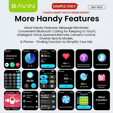 BAVIN Smart Watch, HD Display, Fitness Tracker, Dual Straps, Black