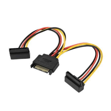 Cable SATA power splitter cable with angled output connectors, 0.15 m, Cablexpert CC-SATAM2F-02
