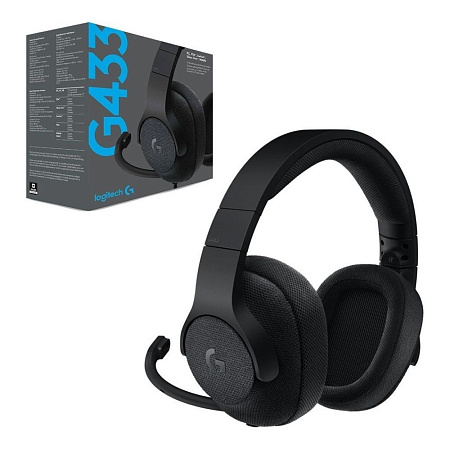 Игровая Гарнитура Logitech G433, Беспроводной/Проводной, Чёрный