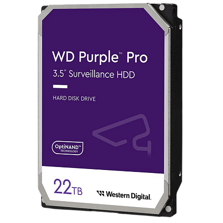 3.5" HDD 22.0TB-SATA-512MB Western Digital  "Purple Pro (WD221PURP)", Surveillance, CMR 