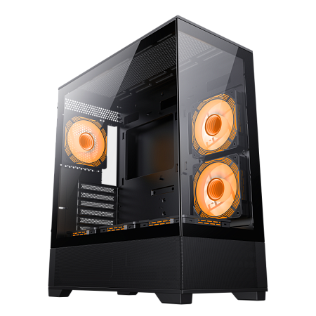 Case ATX GAMEMAX VISTA AB, w/o PSU, 0.6mm, 6x120mm ARGB, ARGB Hub, RC, Front&Side Tempered Glass, 1x