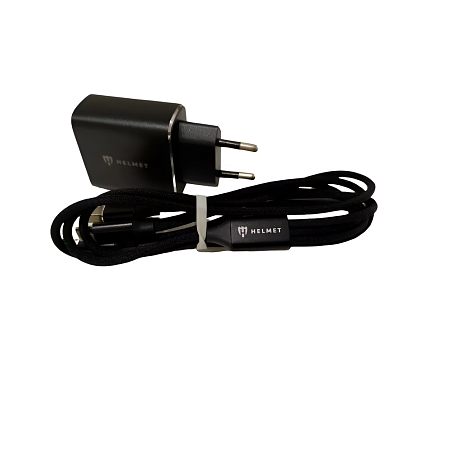 Helmet Wall Charger with Cable USB to Lightning 2xUSB 2.4A, Black Helmet Wall Charger with Cable USB to Lightning 2xUSB 2.4A, Black