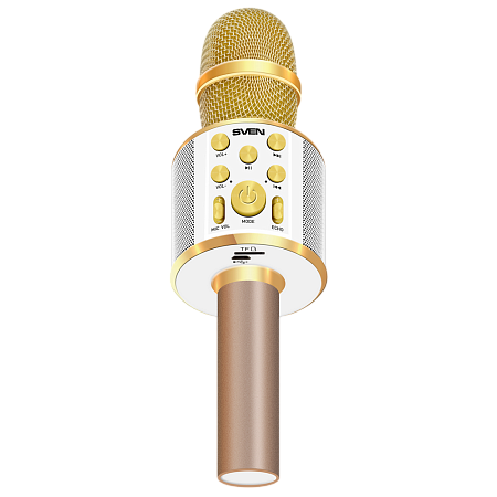 Karaoke Microphone  SVEN "MK-950", White/Gold, Bluetooth, 6w, microSD, 1200mAh