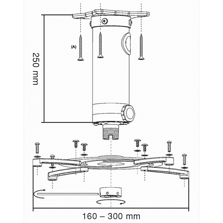 Ceiling Mount Sopar "Superia" Universal Silver, 220mm, max.load 15kg