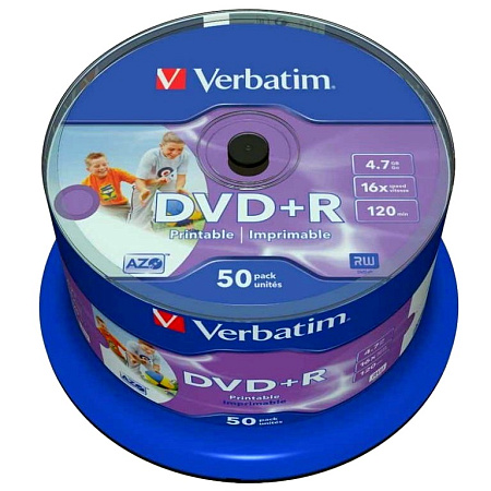 Printable  50*Cake DVD-R Verbatim, 4.7GB, 16x, full no id, 43533