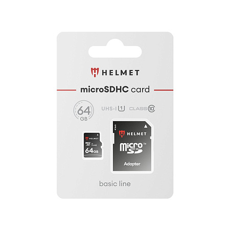 Helmet MicroSD Card (Class 10) UHS-I (U1) + SD Adapter, Basic Line, 64 GB