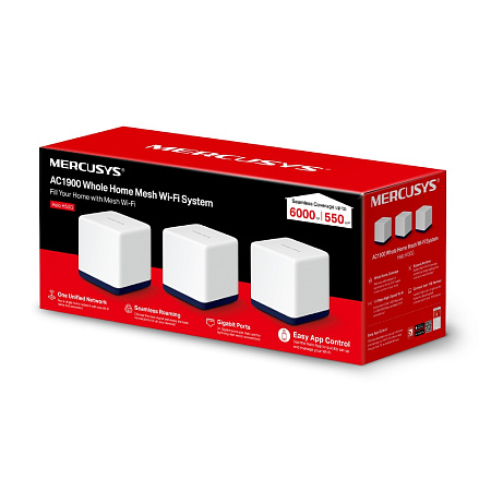 Whole-Home Mesh Dual Band Wi-Fi AC System MERCUSYS, "Halo H50G(3-pack)", 1900Mbps,MU-MIMO,Gbit Ports Whole-Home Mesh Dual Band Wi-Fi AC System MERCUSYS, "Halo H50G(3-pack)", 1900Mbps,MU-MIMO,Gbit Ports