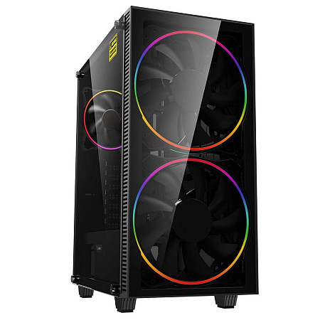 Case ATX GAMEMAX Aero, w/o PSU, 0.5mm, 2x200mm & 1x120mm ARGB fans, ARGB+PWM Hub, Front Mesh, TG, DF