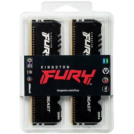 16GB DDR4-3200MHz  Kingston FURY Beast RGB (Kit of 2x8GB) (KF432C16BBAK2/16), CL16-18-18, 1.35V, BLK