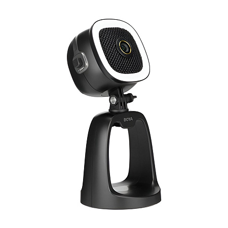 Boya All-in-one USB Microphone with LED Ring Light, 4K Camera (BY-CM6B), USB A to C (1.2m), Black