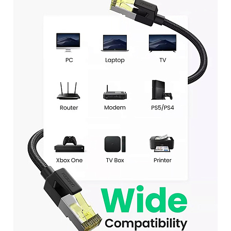 UGREEN Cat7 Round Ethernet Cable, 10Gbps, 5m, Black UGREEN Cat7 Round Ethernet Cable, 10Gbps, 5m, Black