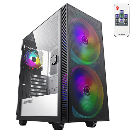Case ATX GAMEMAX Aero, w/o PSU, 0.5mm, 2x200mm & 1x120mm ARGB fans, ARGB+PWM Hub, Front Mesh, TG, DF