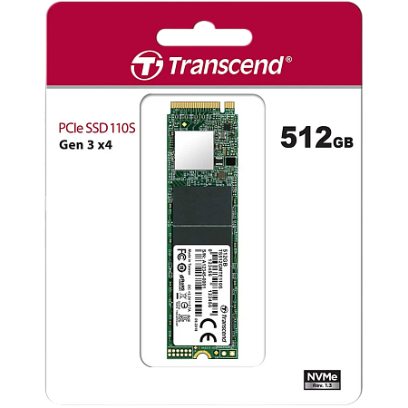 .M.2 NVMe SSD   512GB Transcend 110S [PCIe 3.0 x4, R/W:1700/1400MB/s, 160/250K IOPS, 200TBW, 3DTLC]
