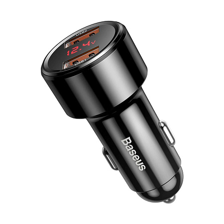 Baseus Car Charger 1*USB-A+1*USB-A 45W, Magic Series, Digital Display, Black
