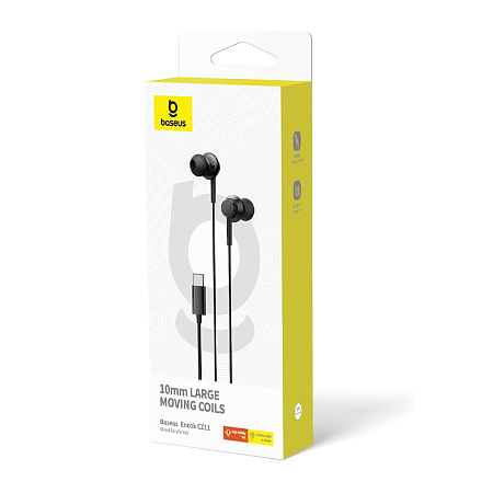 Baseus Wired Earphones Interface Type-C with Mic Encok CZ11, Black