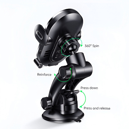 Mcdodo Wireless Charger Car Mount 15W Suction Cup Mount*1, Air Vent Clamp*1 Space Series, Black Mcdodo Wireless Charger Car Mount 15W Suction Cup Mount*1, Air Vent Clamp*1 Space Series, Black