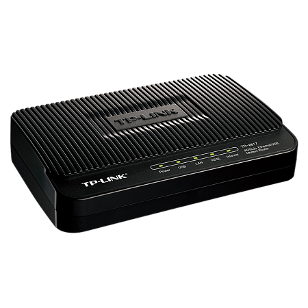 ADSL Router TP-LINK "TD-8817",1xEthernet port+1xUSB, ADSL/ADSL2/ADSL2+, Splitter, Annex A