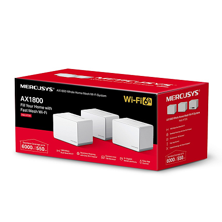 Whole-Home Mesh Dual Band Wi-Fi 6 System MERCUSYS, "Halo H70X(3-pack)", 1800Mbps, MU-MIMO,Gbit Ports