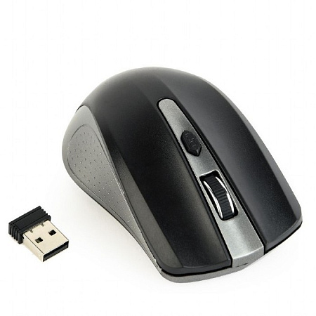 Wireless Mouse Gembird MUSW-4B-04-GB Optical 800-1600 dpi 4 buttons, Ambidextrous, 2xAAA, Grey/Black