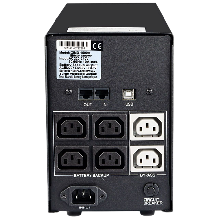 UPS PowerCom IMD-1500AP 1500VA/900W Line Interactive, AVR, LCD, RJ45/RJ11, USB, 3xSchuko Sockets