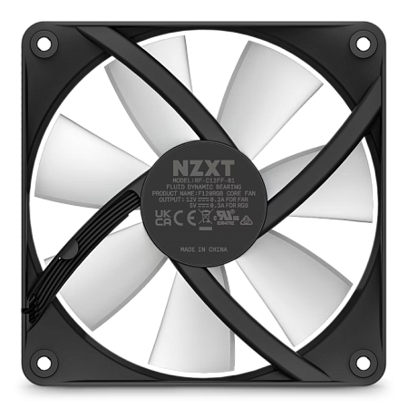 PC Case Fan NZXT F120 RGB Core, 120x120x26mm, 8 LEDs,33.8dB, 78.86CFM, 500-1800RPM, FDB, 4 Pin, Blac