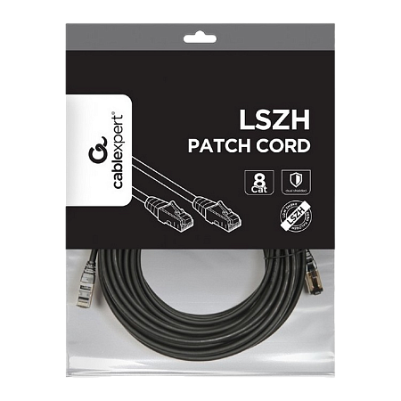Patch Cord Cat.8 15m, Black, PP8-LSZHCU-BK-15M, Cablexpert, Low Smoke Zero Halogen (LSZH)