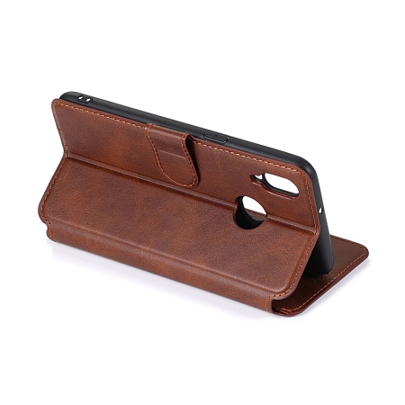 Helmet Case TPU Leather Nylon Samsung A10S, Brown/Red