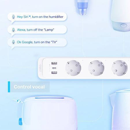 TP-LINK "Tapo P300" Wi-Fi Smart Power Strip, 3xSockets, 2xUSB with QC 3.0, USB-C 18W