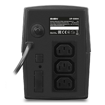 UPS SVEN UP-B800, 800VA/390W, Line Interactive, AVR, LED, 3*IEC(C13) sockets