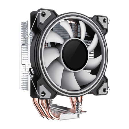 AC Gamemax "Ice-Blade ARGB" ( <32,6db, 800-1600RPM, 68CFM, 120mm, PWM, ARGB, 4x6mm, 190W, 428g.)