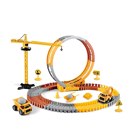 Construction Site Track Toy Set with Crane (273 Pieces)
