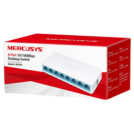 .8-port 10/100Mbps Desktop Switch  MERCUSYS "MS108", Plastic Case