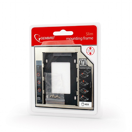 Gembird MF-95-02, Slim mounting frame for 2.5'' drive to 5.25'' bay, for drive up to 12.5 mm,процессоры ,оперативная память, ssd, M2, hdd, кейсы